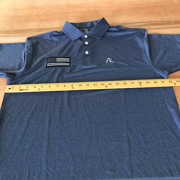 Rhoback Performance Polo Shirt Men L Blue Back the Blue Flag Short Sleeve Golf - Picture 7 of 12